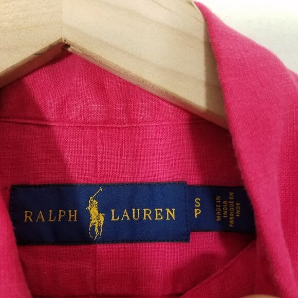 NWT Ralph Lauren 100% Linen Long Sleeve Button Up Shirt Pink Size S - Picture 4 of 6